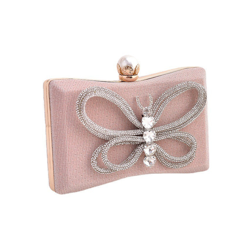 Cross border Hot Style Banquet Bag Versatile Temperament Dress Bowtie Evening Bag Handheld Oblique Straddle Bag Female
