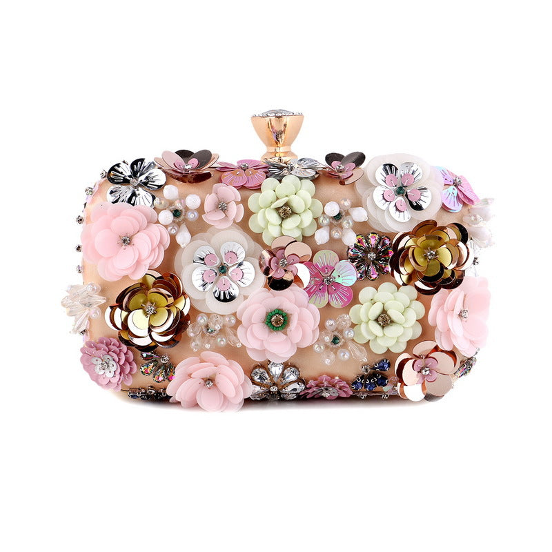 Flower Evening Bag Ladies European and American Banquet Clutch Evening Small Bag