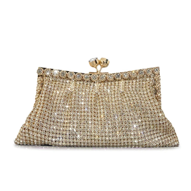 Rhinestone Beading Stylish Woman's Chain Crossbody Purse Shine Female Party Evening Tote Handbag Lady Trend Shoulder Bag