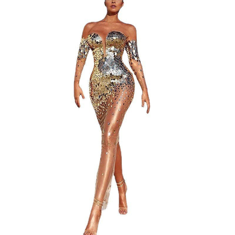 Hostess One-Shoulder Evening Dress for Women, Elegant and Graceful Party Gown with Fairy-Like Charm