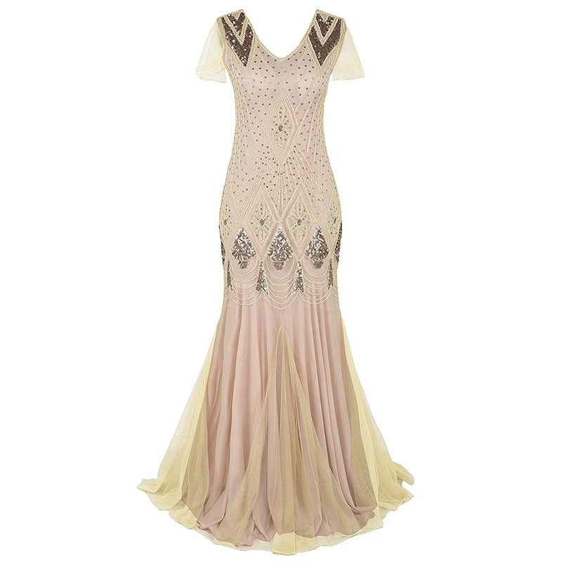 Sequin Dress Retro Dress Large Size Banquet European and American Wedding Dresses