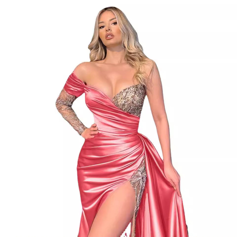 Elegant Lace Maxi Dress with Train, Sexy Long Skirt for Women, Oversized Plus Size Evening Gown, Party Formal Dress