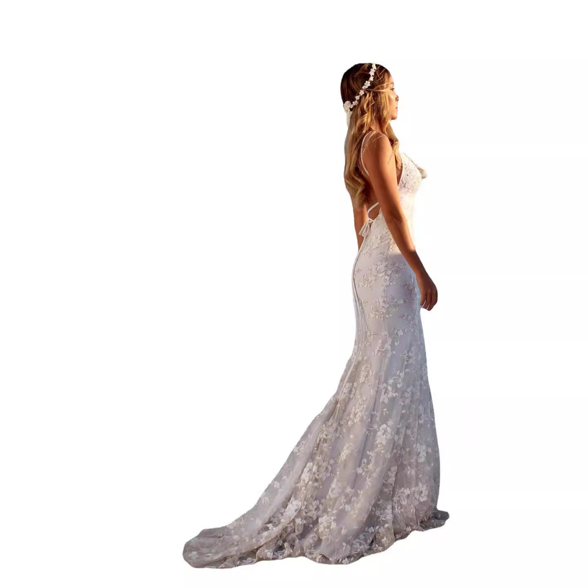 Elegant V-Neck White Strap Long Dress for Women, Sexy Evening Gown, Formal Occasion Dress