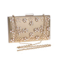 Fashion New Women Evening Clutch Bags PU Chain Shoulder Handbags Leaf Metal Beaded Evening Purse Messenger Bags