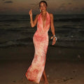 Backless Dress Waist-Cinching Belted Dress