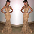 Elegant Long Sleeveless Deep V Sequin Evening Dress for Women, Sexy Formal Party Gown