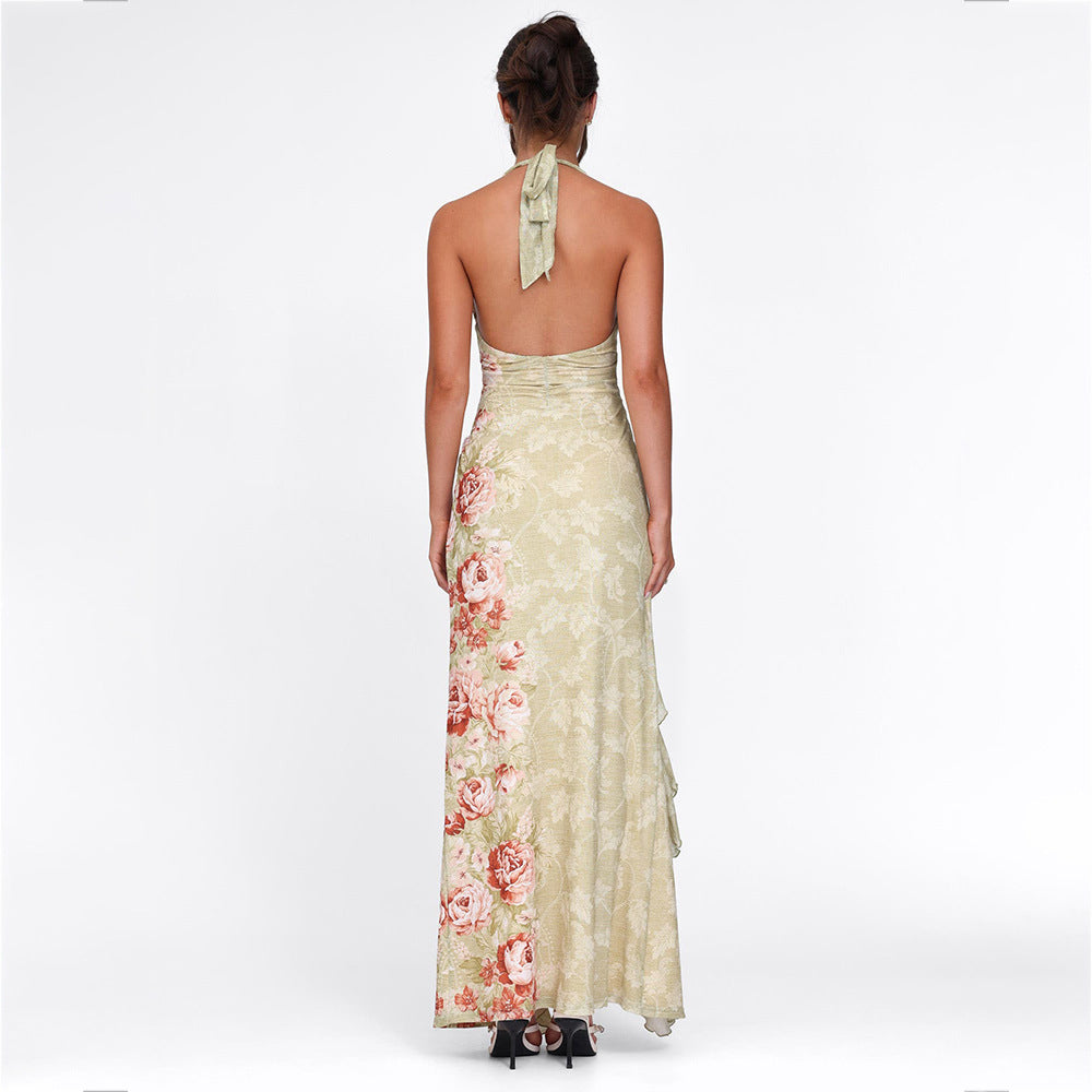 Women's Dress Sexy Slit Halter Backless Dress