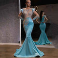 Chic Light Blue Mermaid Dress Long Evening Gown for Party and Formal Events Elegant and Slim-Fitting Women's Cocktail Dress