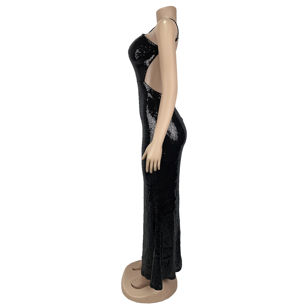 Women's Sequined Fitted Strapless Evening Dress