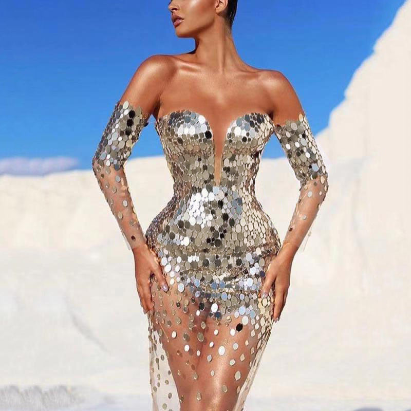 Hostess One-Shoulder Evening Dress for Women, Elegant and Graceful Party Gown with Fairy-Like Charm