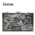Female Delicate Lace Acrylic Clutch Bags Women Chain Shoulder Crossbody Bag Fashion Transparent Evening Bag Handbags