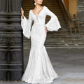 Elegant Sexy Fitted Mermaid Long Evening Dress for Women Black Lace Formal Gown