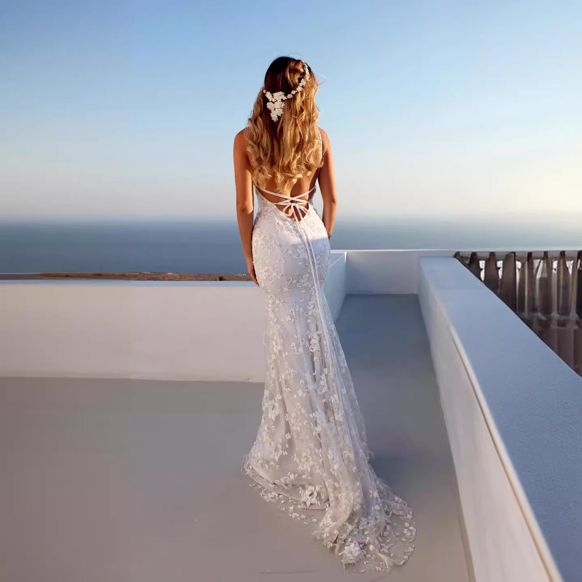 Elegant V-Neck White Strap Long Dress for Women, Sexy Evening Gown, Formal Occasion Dress