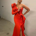 Sexy Single Shoulder Fitted Irregular Dress Evening Dress