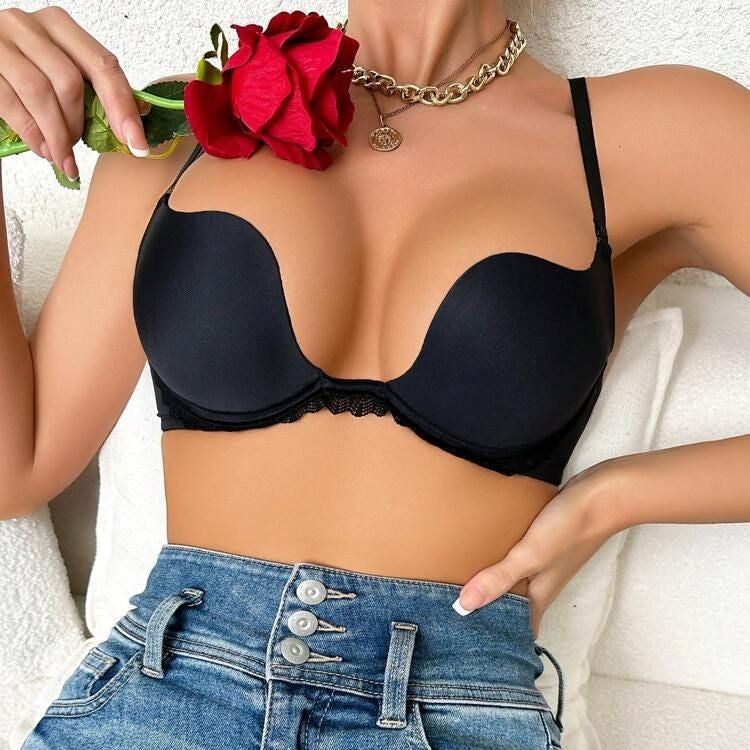 Invisible Backless Deep V Sexy Seamless Push-Up Mango Cup U-Shape Beautiful Back Bra Wedding Dress Halter Bra