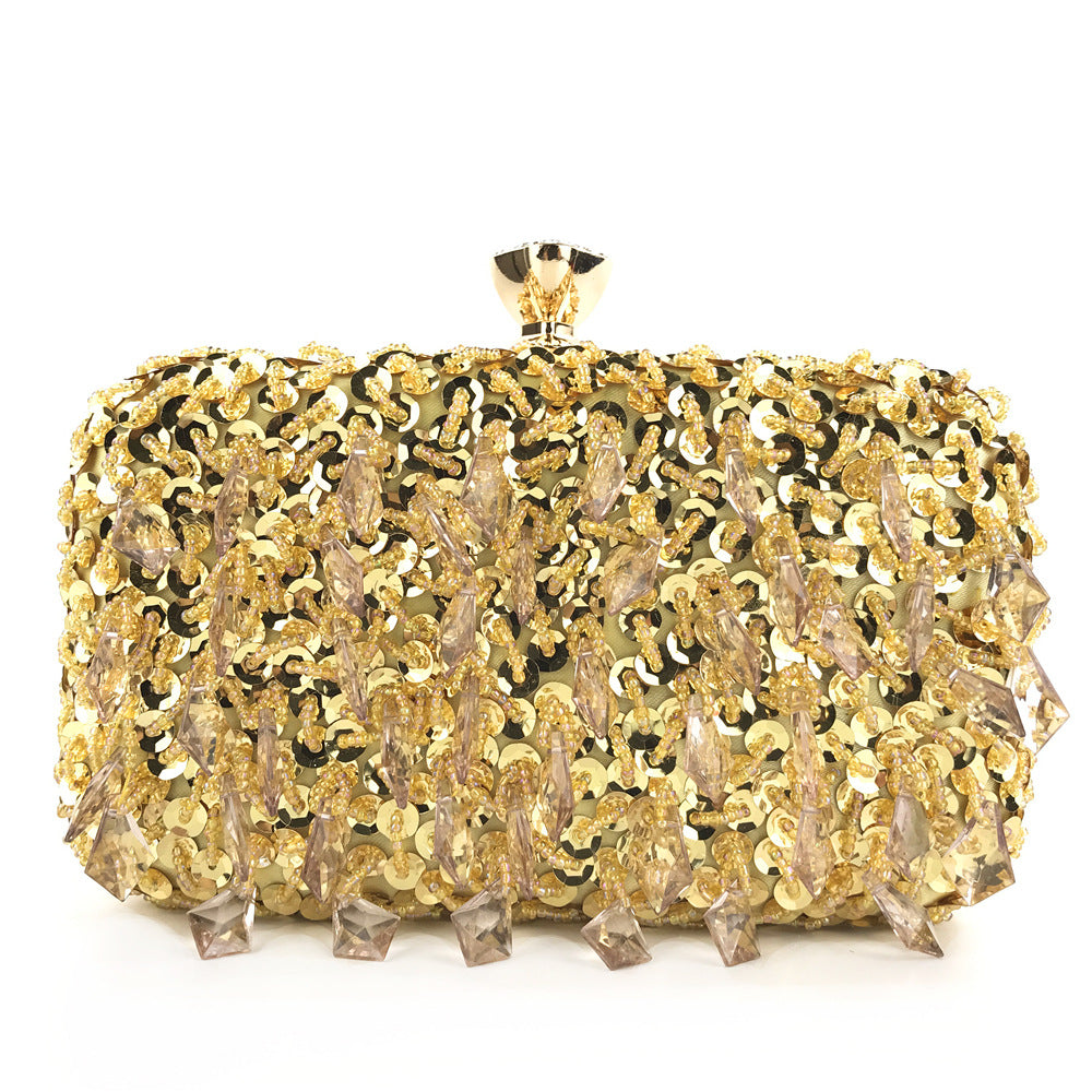 Hand-Held Evening Bag Handmade Double-Sided Bead Embroidery Bag Sequin Bag Ladies Evening Bag
