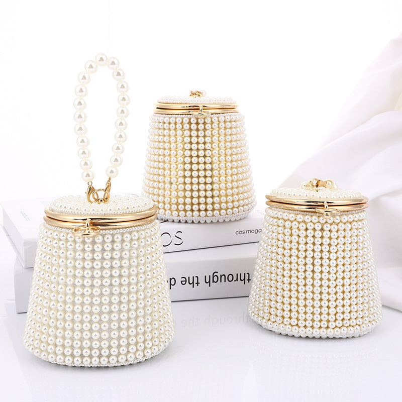New Pearl Evening Bag Net Red Mini Portable Evening Bag Niche Bag Diy Pearl Bucket Bag