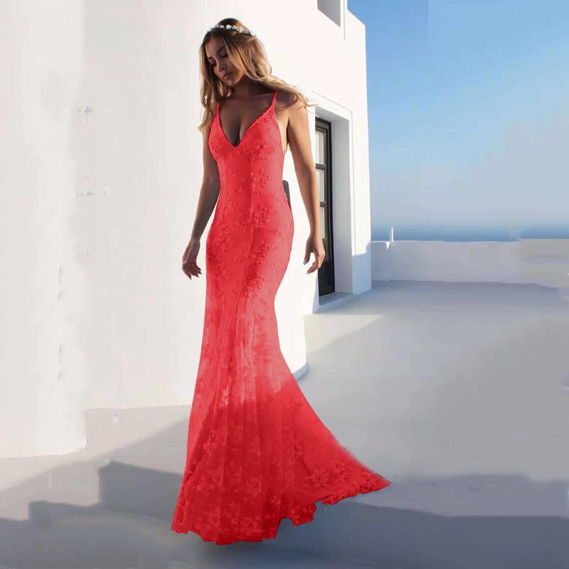 Elegant V-Neck White Strap Long Dress for Women, Sexy Evening Gown, Formal Occasion Dress