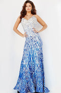 Women's Party Backless Sequined Gradient Color Sexy Evening Dress Long Length