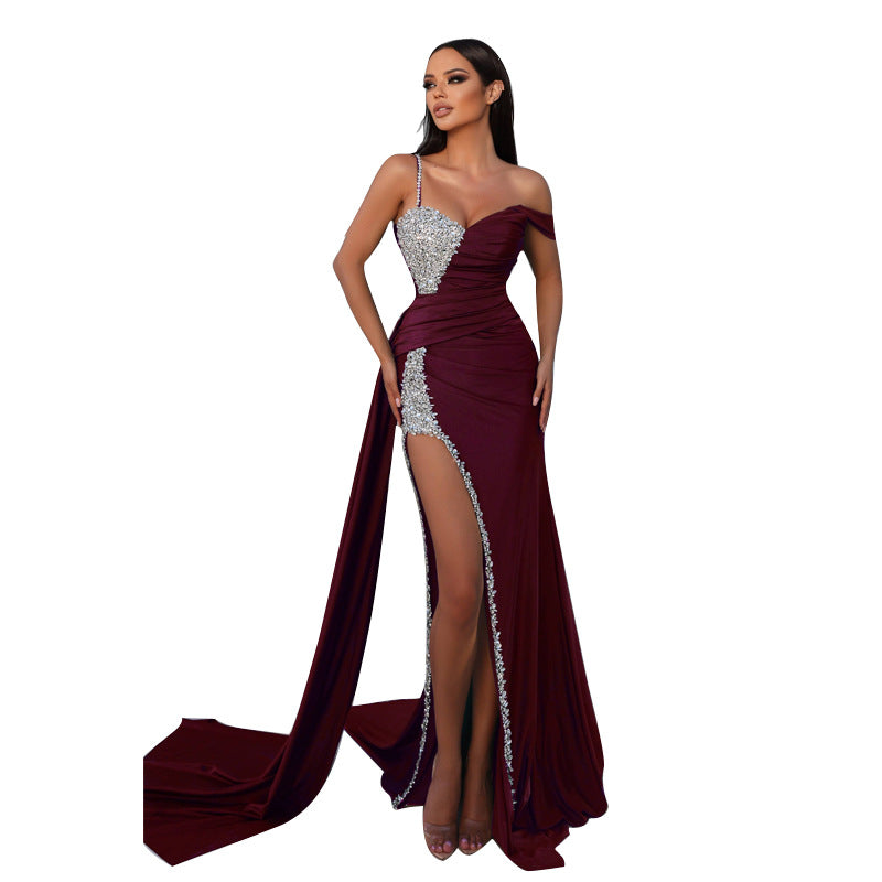 Embroidered Gold Open-Front Flared Ball Gown Dress for Women